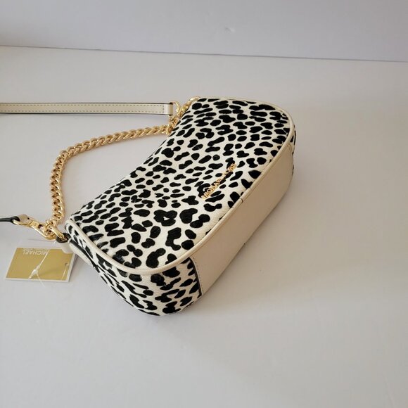 Michael Kors Carmela Small Pouchette Crossbody Bag Light Cream Leather Haircalf - Picture 6 of 7